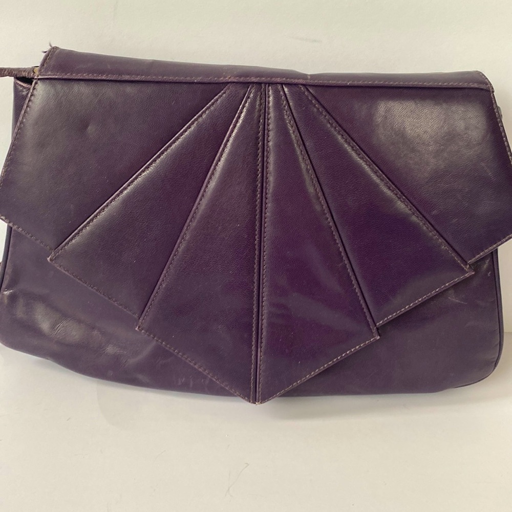 Purple faux leather shoulder bag